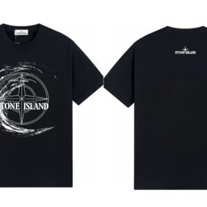 Stone Island Compass Print Street Style Black T-Shirt