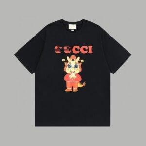 Gucci Year of the Dragon Collection Chinese Trendy Style Black Short Sleeve T-Shirt