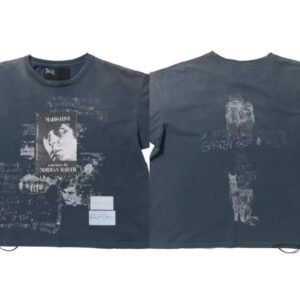 Paly Hollywood Portrait Graffiti Vintage Washed Grey T-shirt