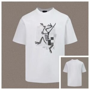 Archaeopteryx Skeleton Print Techwear Style White T-Shirt