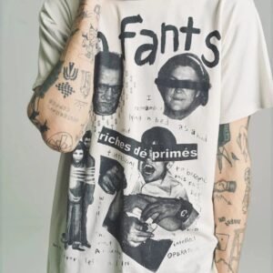 ERD GRJKD Portrait Print Vintage Off-white T-shirt