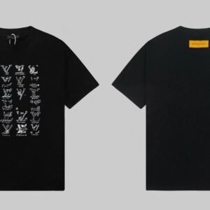 Louis Vuitton Graffiti Trend Style Black Short Sleeve T-Shirt