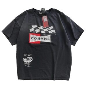 Paly Hollywood Racing Checkered Street Style Black T-shirt