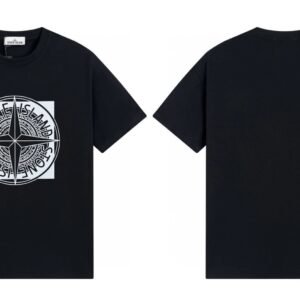 Stone Island Compass Print Street Style Black T-Shirt
