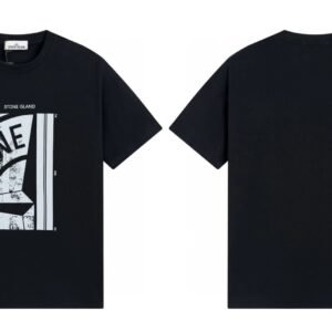 Stone Island Printed Street Style Black T-shirt