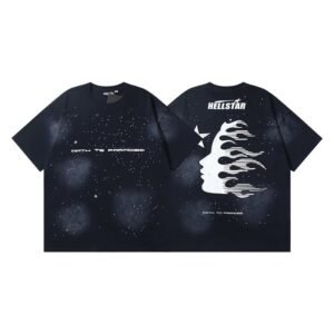 Hellstar Starry Sky Print Street Style Black T-Shirt