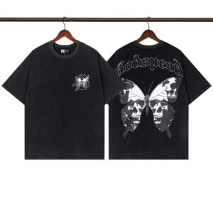 Godspeed Skull Butterfly Dark Style Black T-shirt