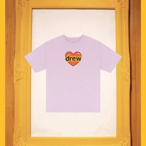 DREW Love Heart Print Street Style Light Purple Short Sleeve T-shirt