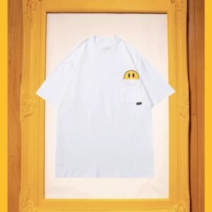 DREW Smiley Face Pocket Street Style White T-Shirt