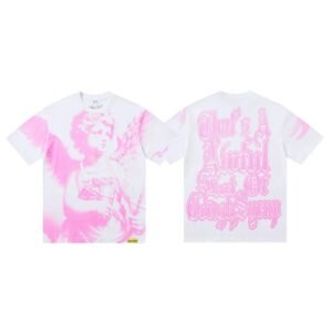 COUGH SYRUP Angel Print Street Style White and Pink T-shirt
