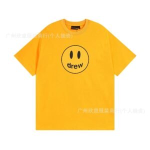DREW Smiley Face Street Style Yellow Short Sleeve T-shirt