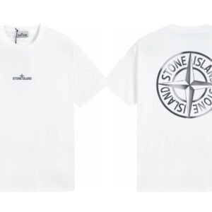 Stone Island Large Compass Print Street Style White T-Shirt