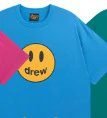 DREW Smiley Face Street Style Blue Short Sleeve T-Shirt