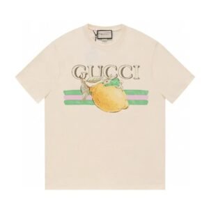 Gucci Lemon Print Casual Style Off-white Short-sleeve T-shirt