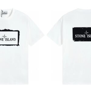 Stone Island Printed Street Style White Short Sleeve T-Shirt