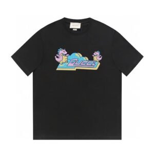 Gucci Year of the Dragon Collection Cartoon Style Black T-Shirt