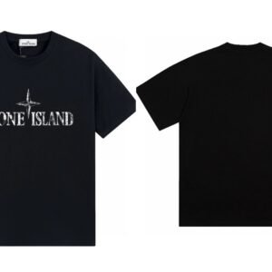 Stone Island Classic Distressed Street Style Black Short Sleeve T-Shirt