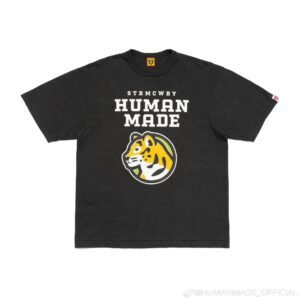 HUMAN MADE Tiger Head Print Vintage Style Black T-Shirt