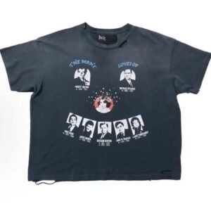 Paly Hollywood Portrait Print Vintage Charcoal Black T-Shirt