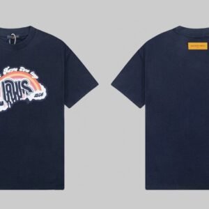 Louis Vuitton Rainbow Graffiti Street Style Navy Blue T-shirt