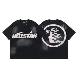 Hellstar Flame Portrait Street Style Black T-shirt