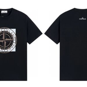 Stone Island Compass Print Street Style Black T-Shirt