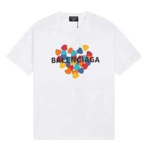 Balenciaga Heart Print Streetwear Brand White T-Shirt