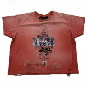 Paly Hollywood Vintage Distressed Dirty Orange Printed T-Shirt