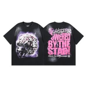 Hellstar Skeleton Print Street Style Black T-shirt