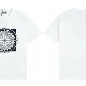 Stone Island Compass Print Street Style White T-Shirt