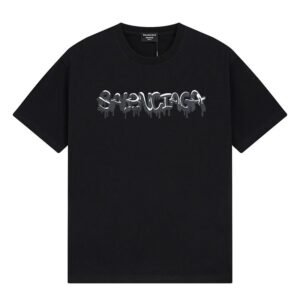 Balenciaga Graffiti Street Style Black Short Sleeve T-shirt
