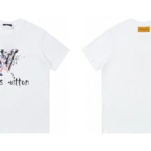 Louis Vuitton Graffiti Collection Street Style White T-shirt