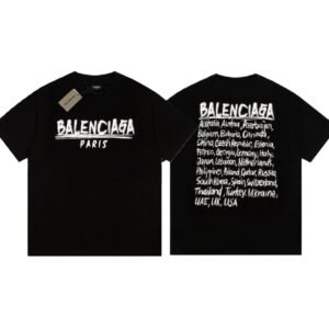 Balenciaga Graffiti Street Style Black Short Sleeve T-shirt