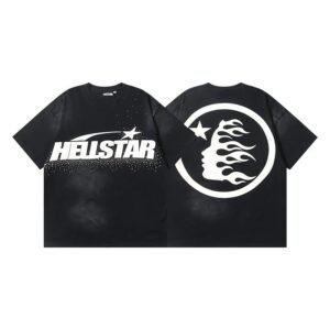 Hellstar Flame Print Street Style Black T-Shirt