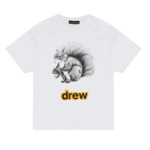 DREW Squirrel Print Street Style White T-Shirt