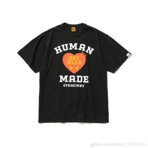 HUMAN MADE Heart Print Vintage Style Black T-Shirt