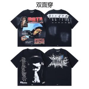 Hellstar Double-sided Print Street Style Black T-Shirt