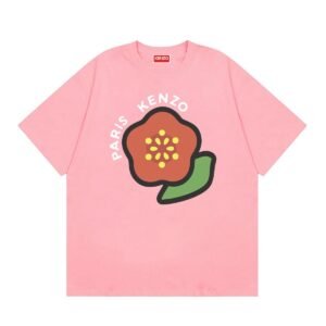 KENZO Crabapple Blossom Print Casual Pink Short Sleeve T-Shirt