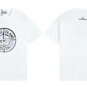 Stone Island Compass Print Street Style White T-shirt