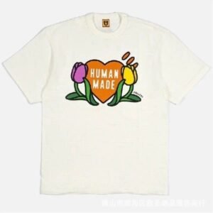 HUMAN MADE Heart Tulip Japanese Streetwear Off-white T-shirt