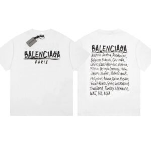 Balenciaga Graffiti Street Style White Short Sleeve T-Shirt