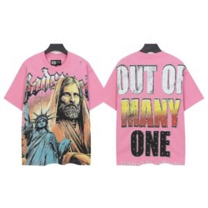 Godspeed American Print Retro Style Pink Short Sleeve T-Shirt