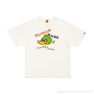 HUMAN MADE Green Duck Print Japanese Streetwear Off-white Short-sleeve T-shirt