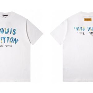 Louis Vuitton Hand-painted Graffiti Casual Style White T-shirt