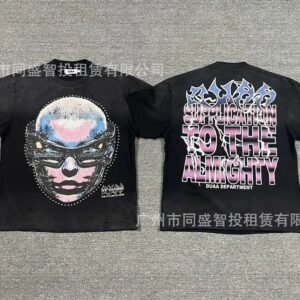 DUAA Cyber Portrait Street Style Black Short-sleeve T-shirt