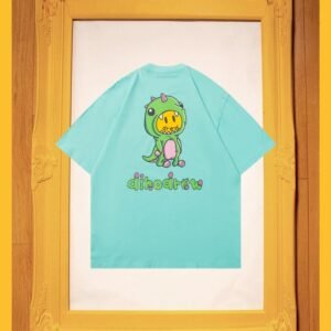 DREW Dinosaur Series Streetwear Style Light Blue Short Sleeve T-Shirt