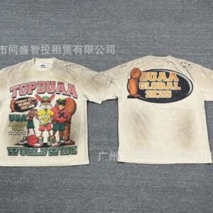 DUAA2K25 American Retro Beige Printed Short-sleeve T-shirt