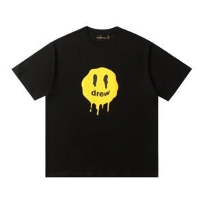 DREW Melted Smiley Face Street Style Black T-Shirt