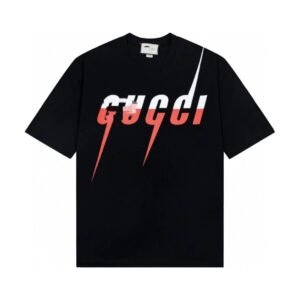 Gucci Lightning Print Trendy Style Black T-Shirt