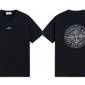Stone Island Compass Print Trendy Cool Black T-Shirt